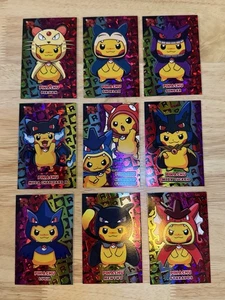 Pikachu Poncho FULL SET - Team Rocket Database - Rainbow Cracked Ice Holo 9 Card - Picture 1 of 12