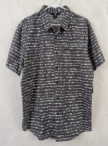 New Volcom sz XL Shirt modern fit buttons gray blue white print ss top 0849 - Picture 1 of 5