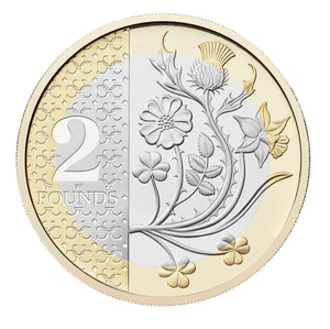 2024 FLOWERS OF THE FOUR NATIONS TWO 2 POUND BRILLIANT UNCIRCULATED COIN BU - Picture 1 of 3