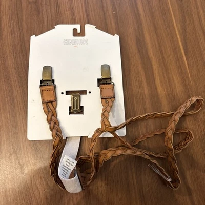 GYMBOREE BOYS BROWN LEATHER ADJUSTABLE FORMAL /CASUAL SUSPENDER NEW M/L - Image 1 of 4