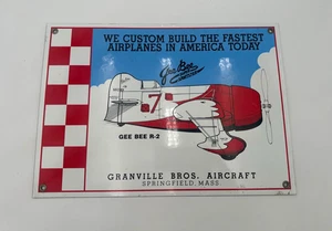 Granville Bros. Flugzeug Porzellan Metall GEE BEE AIRPLANE Schild Springfield Mass - Bild 1 von 6