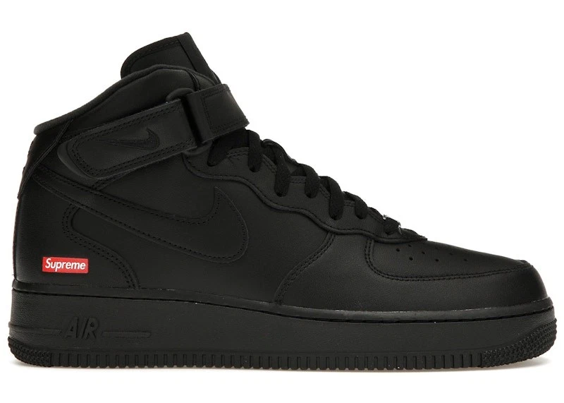 Nike Supreme x Air Force 1 Mid Box Logo - Triple Black for Sale