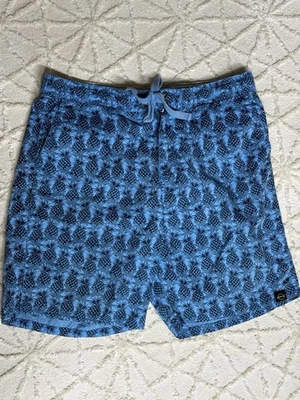 BAÑADOR/PANTALONES CORTOS IMPERMEABLES ORIGINALES VINTAGE ESTAMPADO PIÑA L AZUL Hombre’s Foto 1 de 4