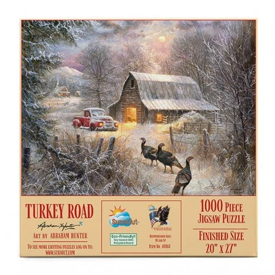 SunsOut Turkey Road 1000 pc Thanksgiving Jigsaw Puzzle - Image 1 of 4