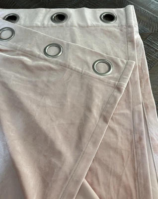 ***TWO CURTAIN PANELS - ROSE PINK VELVETTE- 54" X 84" - - Image 1 of 4