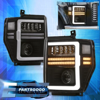 For 08-10 Ford F250 F350 SuperDuty Black Sequential LED DRL Projector Headlights Foto 1 de 4