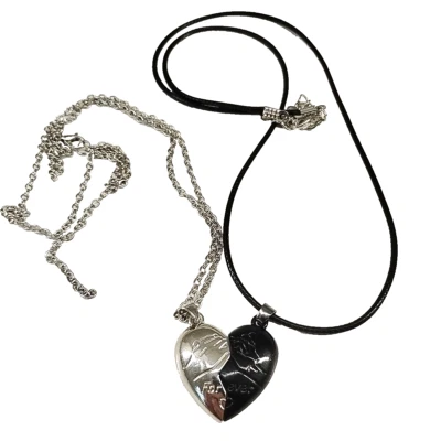 Juego de 2 collares colgantes Forever Heart para pareja de cuero enchapado en latón Foto 1 de 4