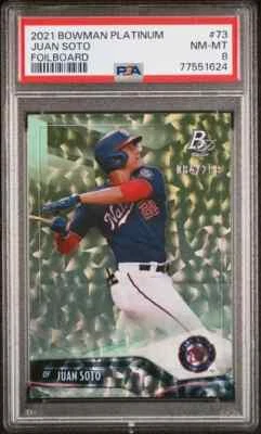 2021 Bowman Platinum JUAN SOTO #73 EMERALD Ice FOILBOARD /299 NYYankees PSA 8 - Image 1 of 2