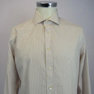 Camisa CHARLES TYRWHITT Para Hombre Talla 15 1/2 35 Beige Manga Larga Puño Francés Botón Foto 1 de 4