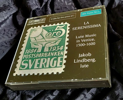 La Serenissima 1 + 2 Lute Music in Venice 1500-1600 Jakob Lindberg 1995 2x CD - Bild 1 von 2