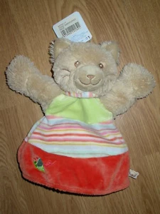 doudou Peluche Marionnette Noukies Fidji Tiffo Ours Bear Bar Vert Orange Rayé 9 - Imagen 1 de 1