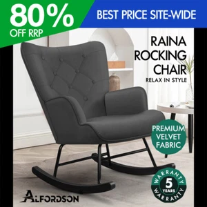 ALFORDSON Armchair Rocking Chair Accent Feeding Chair Lounge Sofa Couch Grey - Picture 1 of 11