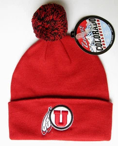 UTAH UTES RED NCAA VINTAGE KNIT RETRO WINTER BEANIE POM Z CAP HAT NWT! - Picture 1 of 1