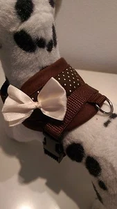 Hundegeschirr XS braun getupft , Softgeschirr Schleife Welpen Brustgeschirr - Bild 1 von 6