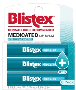 Medicated Lip Balm, 0.15 Ounce, 3 Count (Pack of 1) Prevent Dryness & Chapping, - Picture 1 of 7