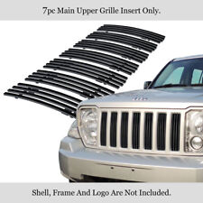 Fits 2008-2012 Jeep Liberty Upper Stainless Steel Black Billet Grille Insert