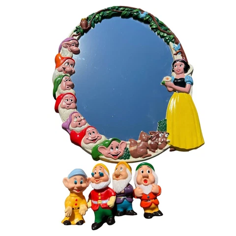 Vintage Disney Mirror Snow White And The Seven Dwarves Made In USA Cover