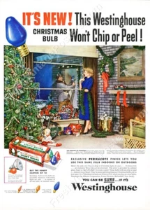 50er Jahre Westinghouse Weihnachtsbeleuchtung Licht Set Birnen Vintage Werbung NEU Poster 18x24 - Bild 1 von 1