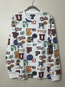 Polo Ralph Lauren Men's size XL White Letterman Print Waffle Knit Thermal Shirt - Picture 1 of 4