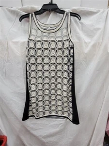 NWT Lucy Paris M Sheer Black White Cording Club Mini Dress 123236 - Picture 1 of 4