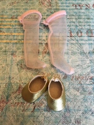Zapatos y calcetines dorados originales para muñecas Madame Alexander de 8" Foto 1 de 4