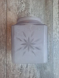 Vtg MCM Square Starburst Frosted Glass Porch Light Shade Globe Purple Sun Baked - Picture 1 of 8