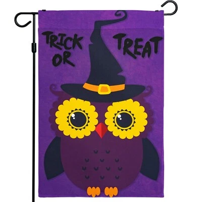 Bandera de Jardín Halloween Otoño Decoración Truco o Trato Lindo Búho 12"x18" Por G128 Foto 1 de 4