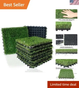 Artificial Grass Tiles Interlocking Turf Deck Set 9 Pack - 12"x12" Synthetic ... - Picture 1 of 9