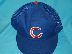 VINTAGE RARE MLB CHICAGO CUBS BLUE TRUCKER MESH SNAPBACK CAP HAT - ANNCO - Picture 1 of 6