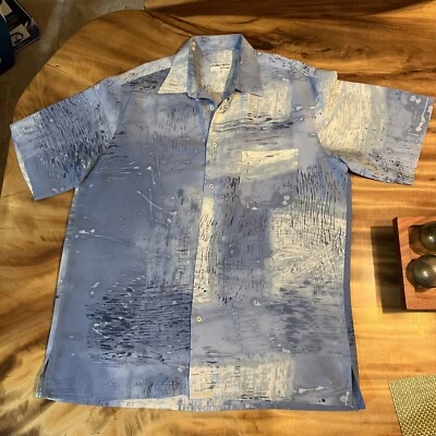 VTG Georg Roth Mens Shirt Large Blue Abstract Retro Smooth - Image 1 of 4
