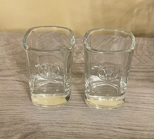 2 JACK DANIELS OLD NO. 7 BRAND EMBOSSED SQUARE SHOT GLASSES - Picture 1 of 6