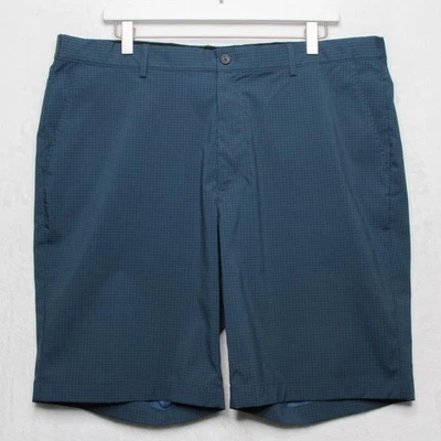 Pantalones Cortos Greg Norman Golf Performance 9" Frente Plano Estampado Rejilla Azul Para Hombre Talla 38 Foto 1 de 4