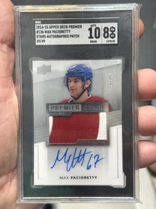 2014-15 UPPER DECK PREMIER MAX PACIORETTY AUTO PATCH SP /49 SGC 8 NM-MT w/ 10 - Picture 1 of 4