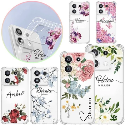 Funda con Nombre Personalizada Floral Teléfono para Xiaomi 13 14 15 Redmi Note 14 Pro 13 Foto 1 de 4