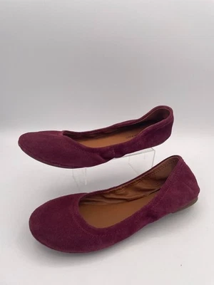 Sapato Feminino Lucky Brand Erin Ballet Liso Couro Roxo Camurça Biqueira Redonda - Imagem 1 de 4