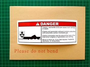 Boat Safety Carbon Monoxide Warning Sticker – Large 180mm Label Yacht Powerboat - Picture 1 of 9