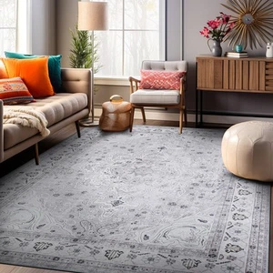 Rugshop Rug Transitional Medallion Machine Washable Carpet Rugs for Living Room - Picture 1 of 22