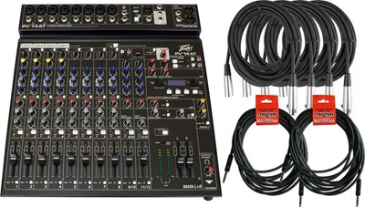 Peavey PV 14 AT 12 Channel Auto-Tune Mixer w/ 6 Cables - Image 1 of 4