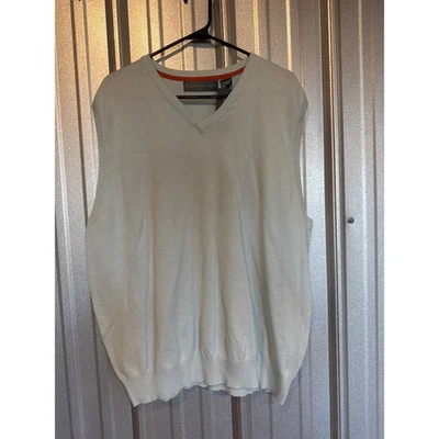 OSCAR DE LA RENTA Suéter Chaleco Hombre Azul Algodón Tejido Preppy Talla XL Foto 1 de 4