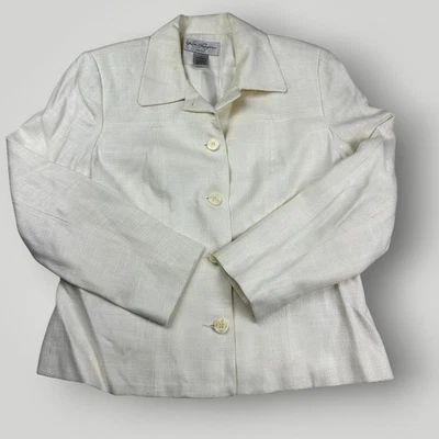 Chaqueta Kim Rogers Mujer’s 10P Crema Forrada Blazer 5 Botones Cuello Punta Frontal Foto 1 de 4