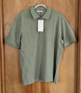 Zara Men's Knit Classic Textured Short Sleeve Polo Light Green Size L NWT - Picture 1 of 3