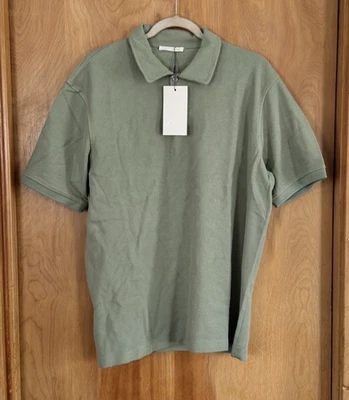 Zara Men's Knit Classic Textured Short Sleeve Polo Light Green Size L NWT - Image 1 of 3