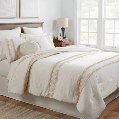 Threshold 12pc Embroidered Fringe Tassel Comforter Sheets Bedding Set Full #C862 - Image 1 of 4