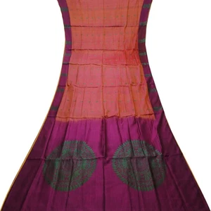 Vintage rosa zweifarbige Sari 100 % reine Seide handgewebt südindischer Sari Stoff - Bild 1 von 6