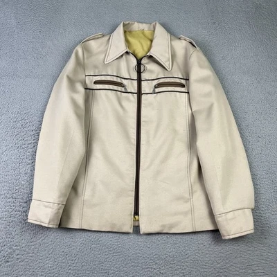 Chaqueta Ricky De Colección Para Hombres 36 Mediana Beige Cremallera Completa Años 70 Garra Cremallera Rockabilly Foto 1 de 4