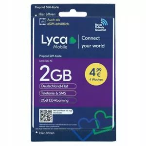 Lycamobile DE SIM Karte Internet Lyca Easy XS 5GB 5GB EU - Zdjęcie 1 z 3
