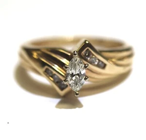 14k Gelbgold 0,34ct Marquise Diamant Verlobungsring 3,9g SI2 H 6 Nachlass - Bild 1 von 9