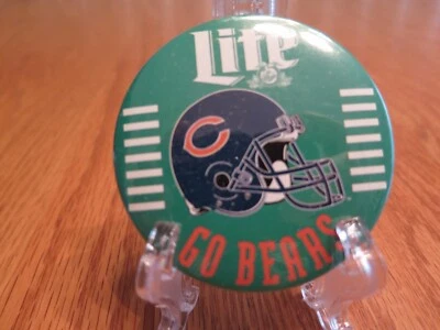 Vtg. NFL Miller Lite Beer Pin Button Pinback GO BEARS Chicago Bears CHOOSE QTY. - Image 1 of 4