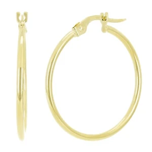 Italian 14k Yellow Gold High Polish 1.5mm 1" Diameter Round Hoop Earrings 1.2g - Picture 1 of 5