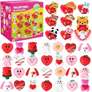 28 Pack Valentine Mochi Squishies Gifts for Kids, Greeting Cards and Mochi Sq... - Picture 1 of 6